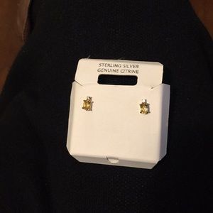 Citrine and CZ Sterling Silver with Gold-Plating Earrings